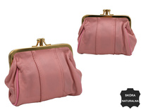 Vintage-style coin purse made of leather 665 Pink No Logo