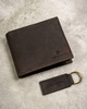 Leather wallet & key ring gift set PETERSON PTN SET-M-N994-CHM