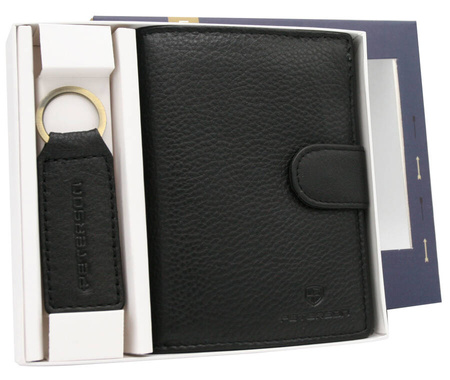 Men's Gift Set: Leather Wallet and Keychain PETERSON PTN SET-M-N4L-D