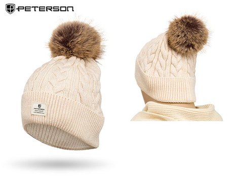 Women's Hat with Detachable Pom-Pom PETERSON PTN HAT-06 Beige