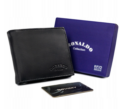 RONALDO 0002-D BLACK RFID leather wallet