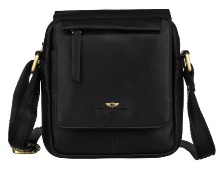 Men's crossbody bag made of natural leather PTN 512-OPU Black
