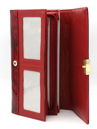 Portfel damski skórzany PTN 42100-NBF Red-Black