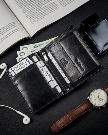 Portfel skórzany RFID ROVICKY RV-7680056-9 Black