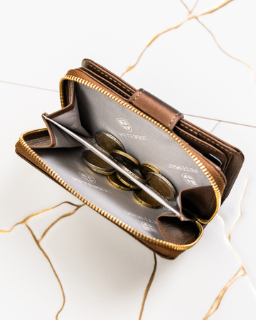 Portfel damski skóra naturalna+PU PTN PS115-HNL Brown