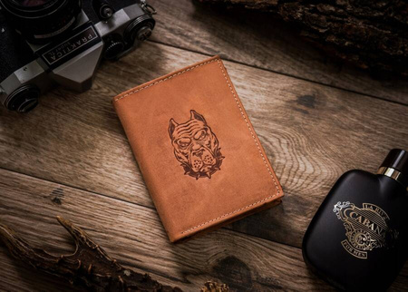 Men's Leather Wallet with a Guard Dog Engraving Always Wild N4-CHM-DOG-1