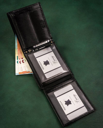 Gift set: large men's wallet made of genuine leather and a stylish keychain ROVICKY R-SET-M-N992-KCS