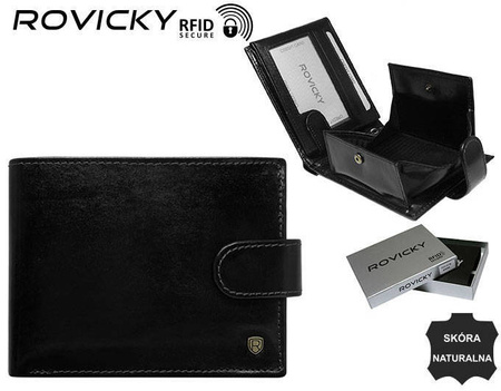 Portfel skórzany RFID ROVICKY N61L-RVT D.Brown