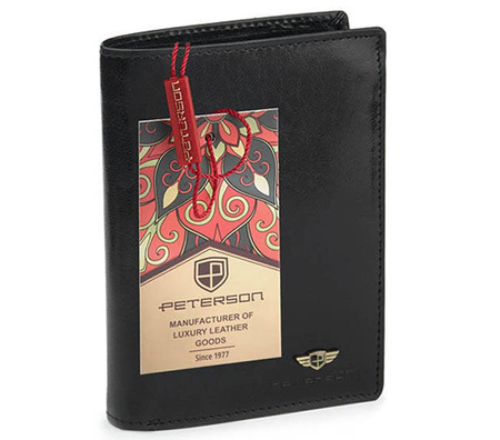 PETERSON PTN 348 2-1-1 BLACK RFID leather wallet