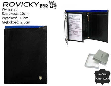 Men's leather wallet N4-RVT-6887 Black+Navy