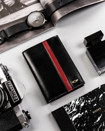 Men's leather wallet PTN N74-VTP BL-RED