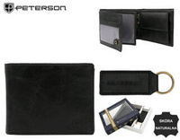 Gift set: leather wallet and key ring PETERSON PTN SET-M-N992-GVT
