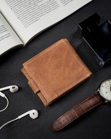 Portfel skórzany N0035L-CHM Cognac
