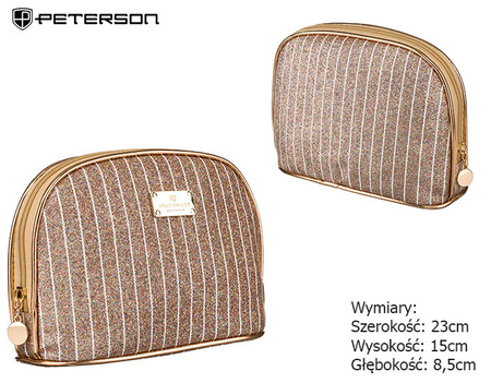 A glittering single-compartment travel cosmetic bag PTN KOS-L01-B Gold Rose Peterson