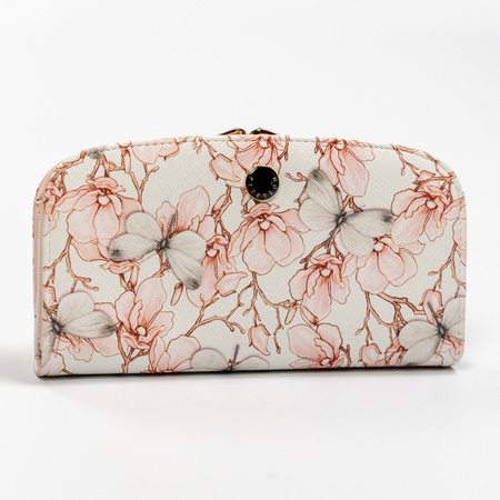 Portfel damski PU PTN 1841-F8 Beige Flower 03