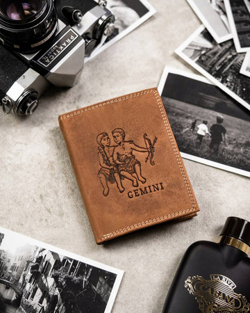 Leather wallet with the Gemini zodiac sign RFID ALWAYS WILD N4-CHM-GEMI