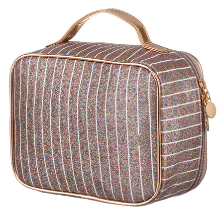 A glitter cosmetic bag with a handle PTN KOS-L03-B L.Pink Peterson