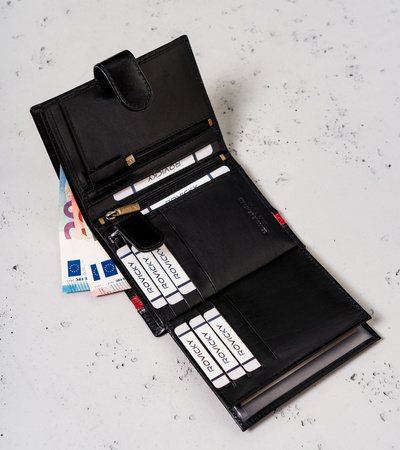 Men's Leather Wallet N575L-RVTP-3081 Black-Red