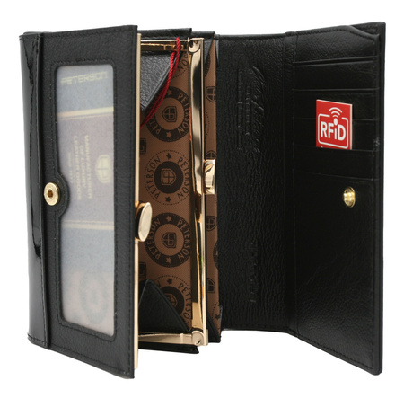 Portfel damski skórzany PTN 1N-445 Black+Red