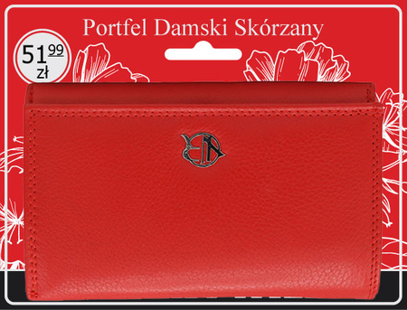 Portfel damski skórzany na blistrze R-D1512-NCD-BL Red