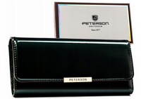 Portfel ze skóry eko RFID PETERSON  PTN 006-LAK Red+Black