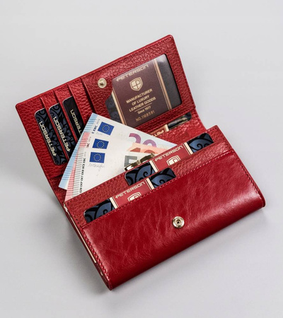 Portfel skórzany RFID PETERSON PTN PL-466-BLACK RED