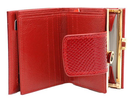 Portfel damski z tłoczonej naturalnej skóry lakierowanej PETERSON PTN 42329-DSL Red