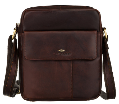 Men's natural leather shoulder bag PTN 719-OPU Brown