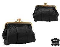 Vintage-style coin purse  made of leather 665 Black No Logo