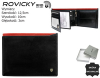Portfel skórzany RFID ROVICKY N992-RVT Black+Red