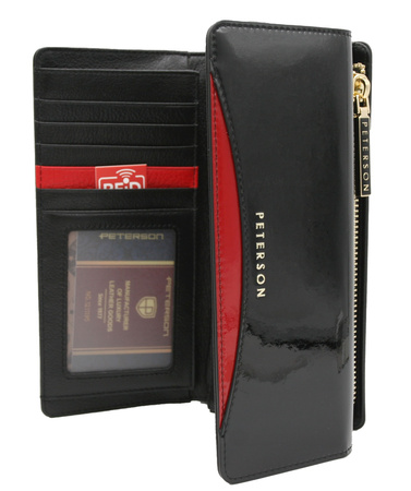 Portfel damski skórzany PTN BC-415 Black+Red