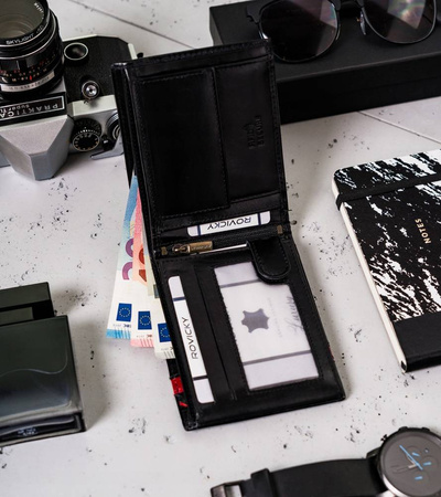 Men's leather wallet PTN N992-VTP BL-RED