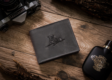 Men's leather wallet with a dog motif RFID N992-CHM-DOG-1 Black