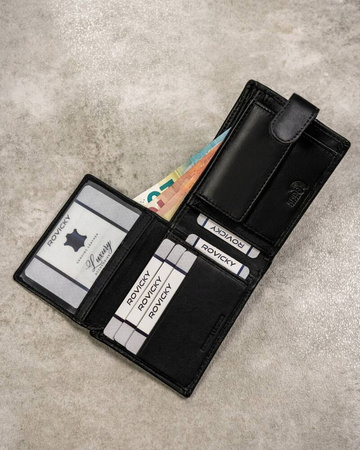 Zestaw prezentowy męski: portfel i brelok ze skóry eko ROVICKY R-SET-M-N003L-PUA