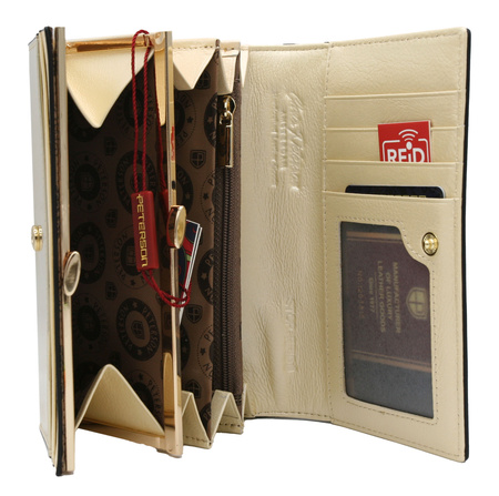 Portfel damski skórzany PTN 1N-466 Black+Gold