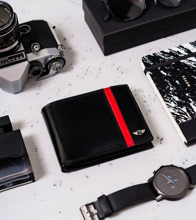 Portfel męski skórzany PTN N61-VTP BL-RED