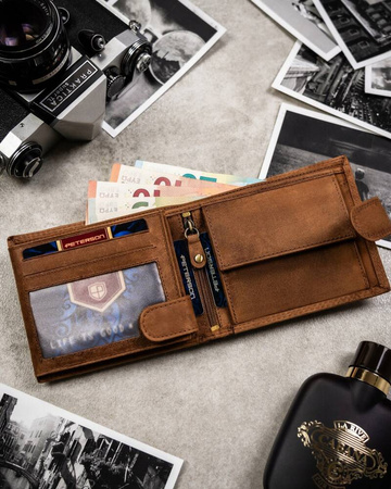 Zestaw prezentowy: skórzany portfel i brelok PETERSON PTN SET-M-N992L-CHM