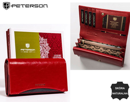 Portfel skórzany RFID PETERSON PTN PL-411 Red+Black