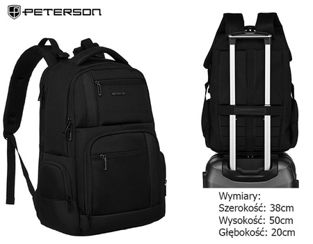 Plecak na laptopa z uchwytem na walizkę Peterson PTN PTY-01 BLACK