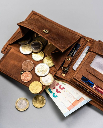 Leather wallet & keychain gift set PETERSON PTN SET-M-N992-CHM