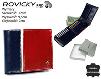 Portfel skórzany RFID ROVICKY 324-RBA-D Navy+Red