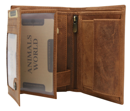 Men's Leather Wallet with a Guard Dog Engraving Always Wild N4-CHM-DOG-1