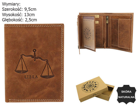 Leather wallet with the Libra zodiac sign RFID ALWAYS WILD N4-CHM-LIBR