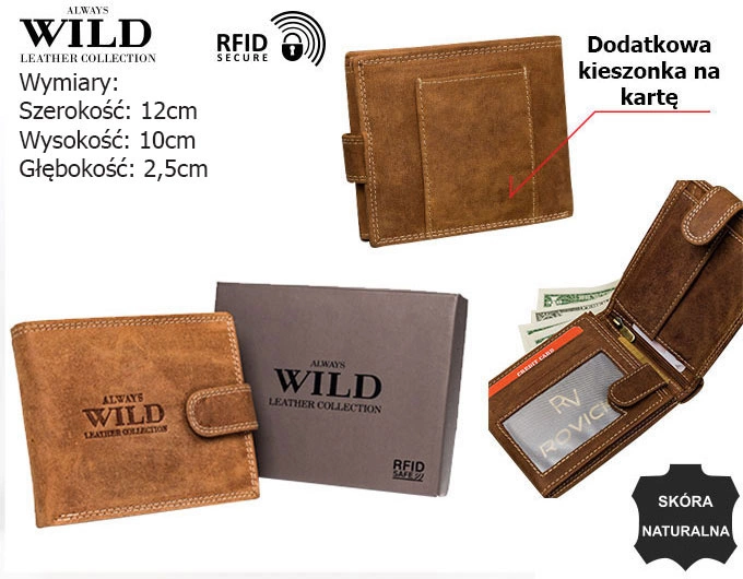 Men's natural leather wallet Always Wild N992L-P-CHM-1096