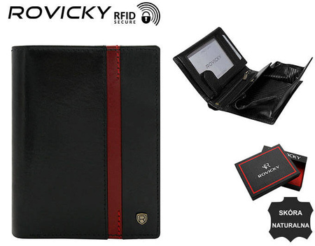 Portfel męski skórzany N62-RVTP-3050 Black-Red