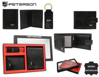 Zestaw prezentowy: skórzany portfel, etui ii brelok PETERSON PTN SET3-N992L-VT