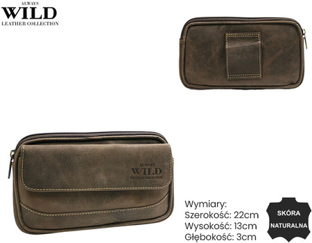 Skórzana saszetka na pasek 3607-MH Brown