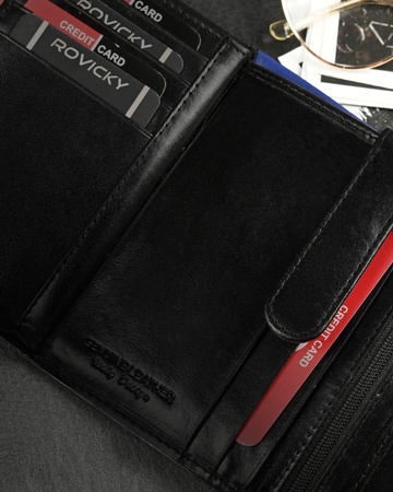 Portfel skórzany RFID RONALDO N104-VT Black+Blue