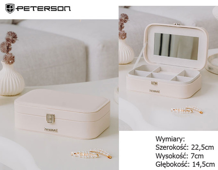 Szkatułka na biżuterię ze skóry ekologicznej PTN SZK-05 Cream