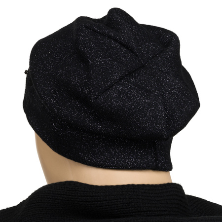 Czapka damska ozdobiona kryształkami PETERSON PTN HAT-05 Black